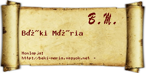 Béki Mária névjegykártya