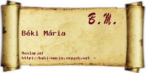 Béki Mária névjegykártya